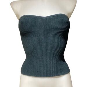 Babaton Sculpt Knit Ribbed  Strapless Sweetheart Neckline Teal Tube Top XS